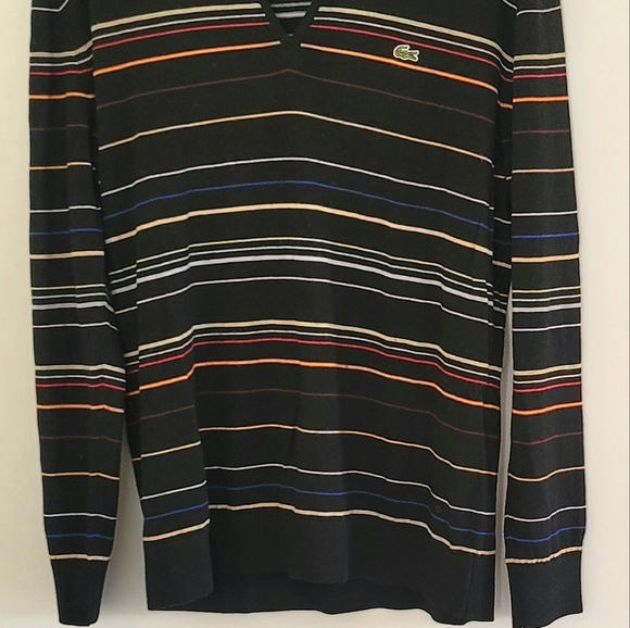 Lacoste Women's Pure New Wool Pull-Over Striped Sweater Size 46 - Picture 7 of 12